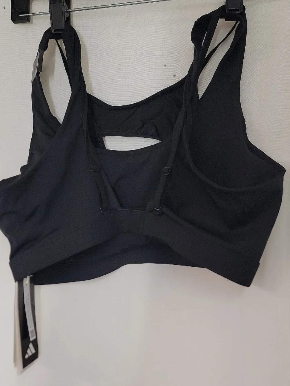 adidas Black Sports Bra with Blue Logo - Medium Support